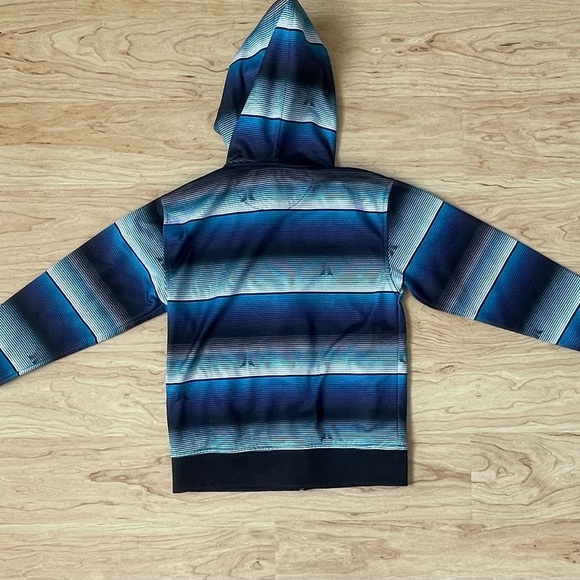 Hurley Navy Blue White Purple Teal Striped Hooded Zip-up Boys Size 7 - Picture 4 of 4